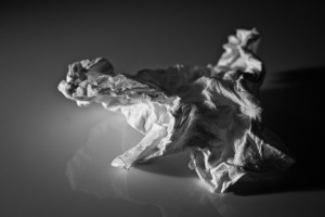 crumpled-up handkerchief