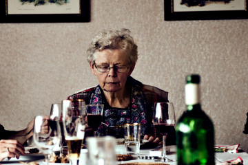 woman at a richy set table