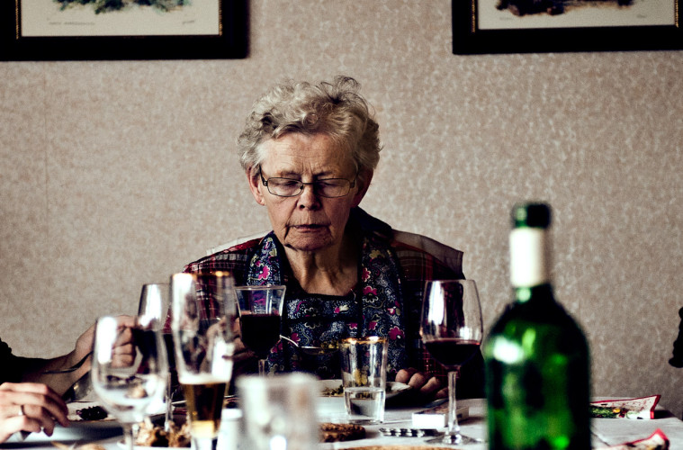 woman at a richy set table